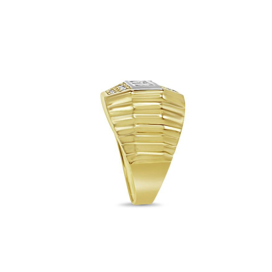 10K Two Tone Gold Mens Dad Signet Ring