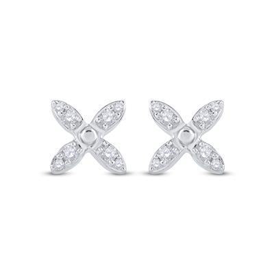 0.25 cttw Diamond X Stud Earrings 14k White Gold Screw Back