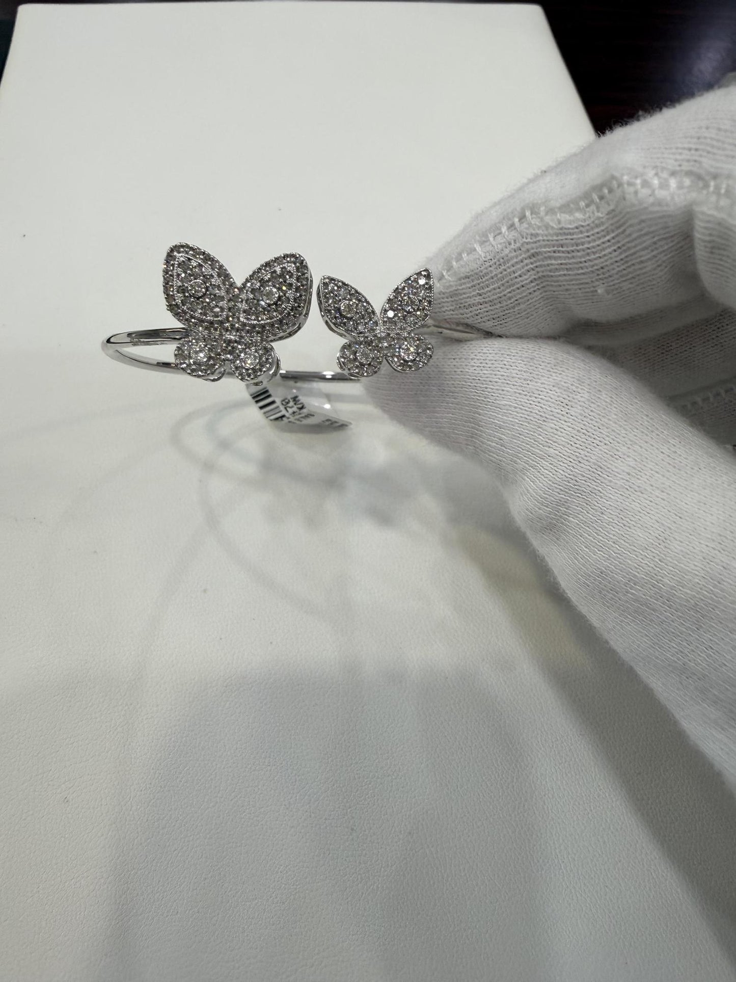 0.75ctw Diamond Bangle Butterfly Bangle 10k White Gold
