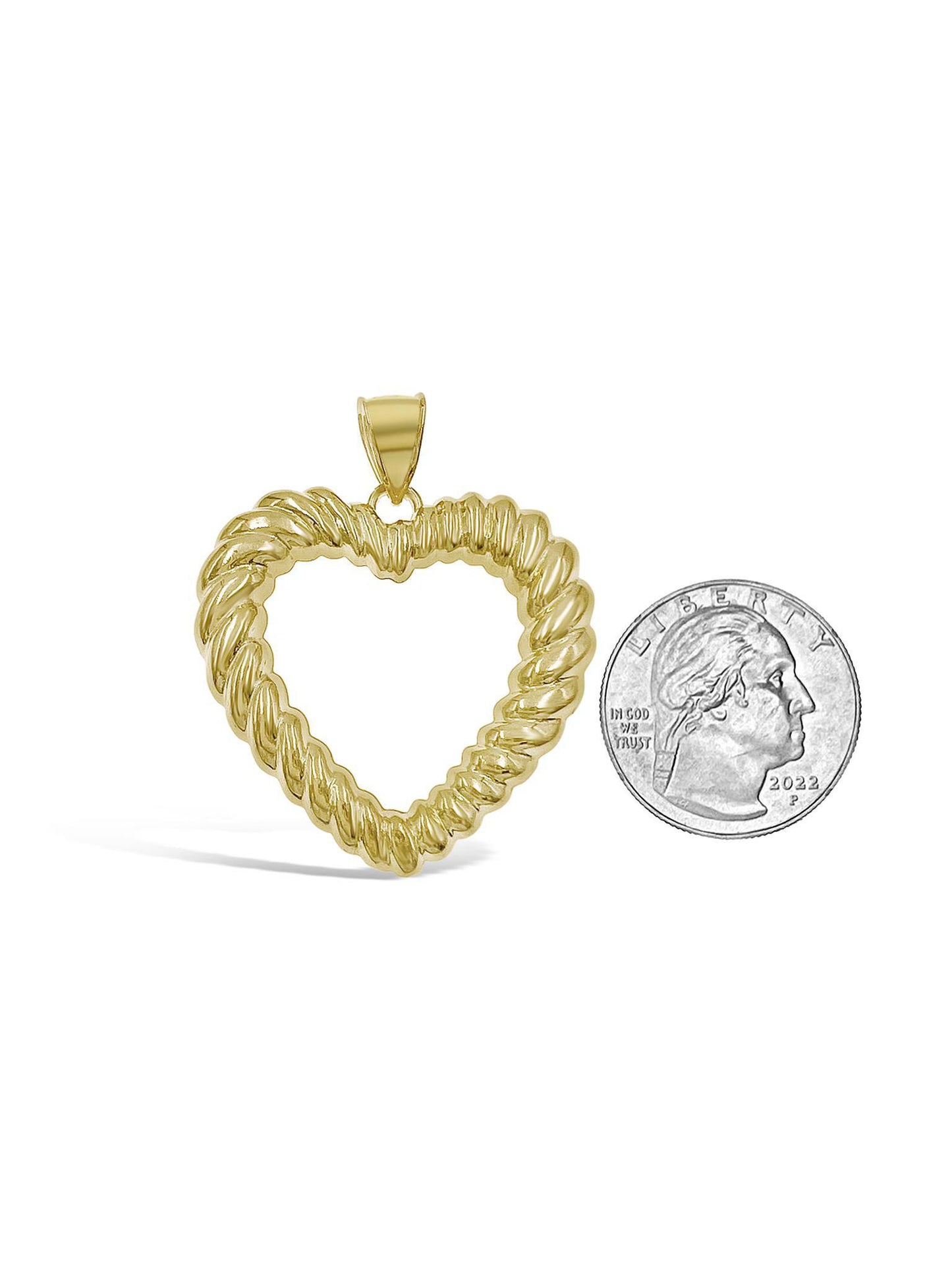 Heart Pendant 10k Yellow Gold Charm 1.9"