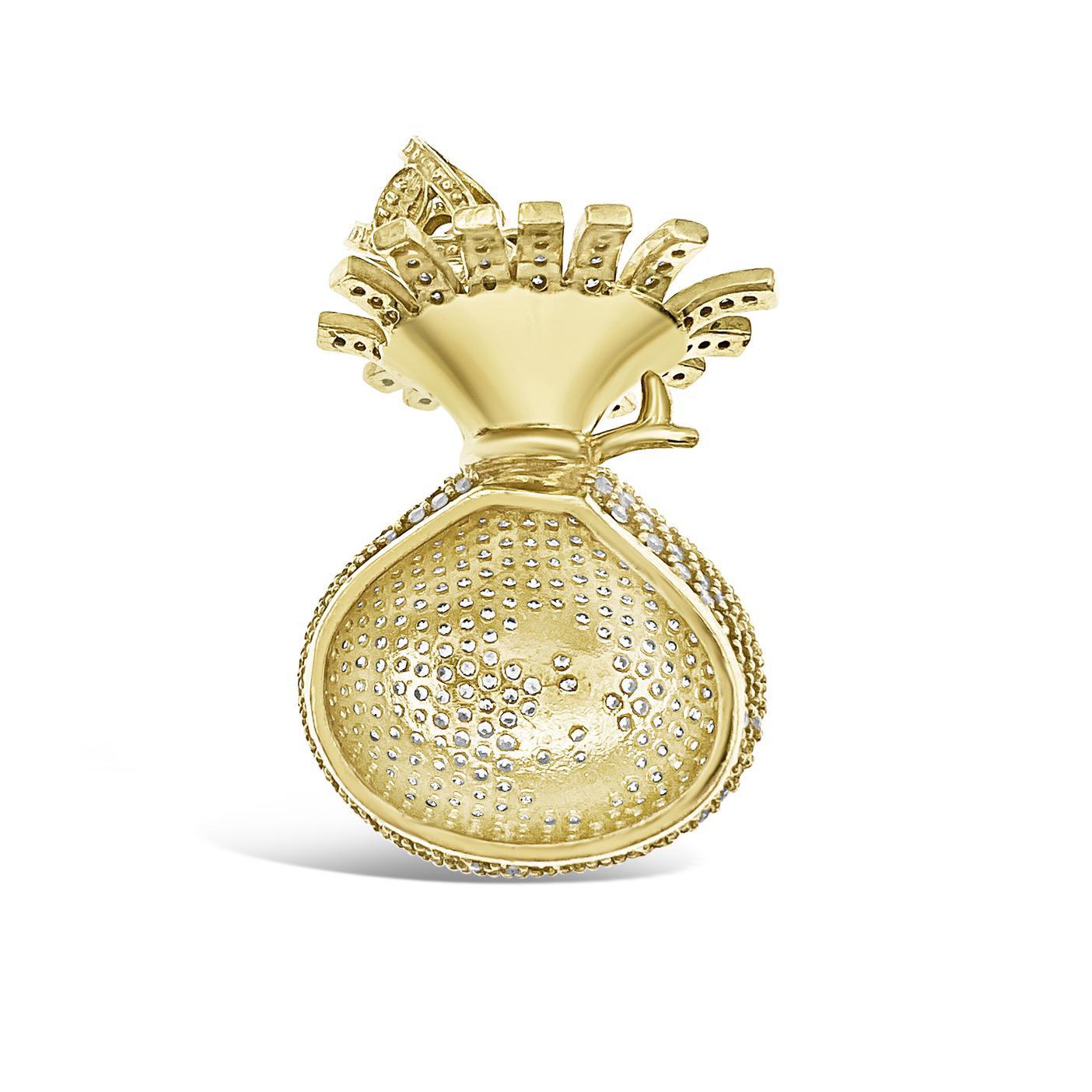 Money Bag Pendant 3D 10k Gold Men Charm 1.6"