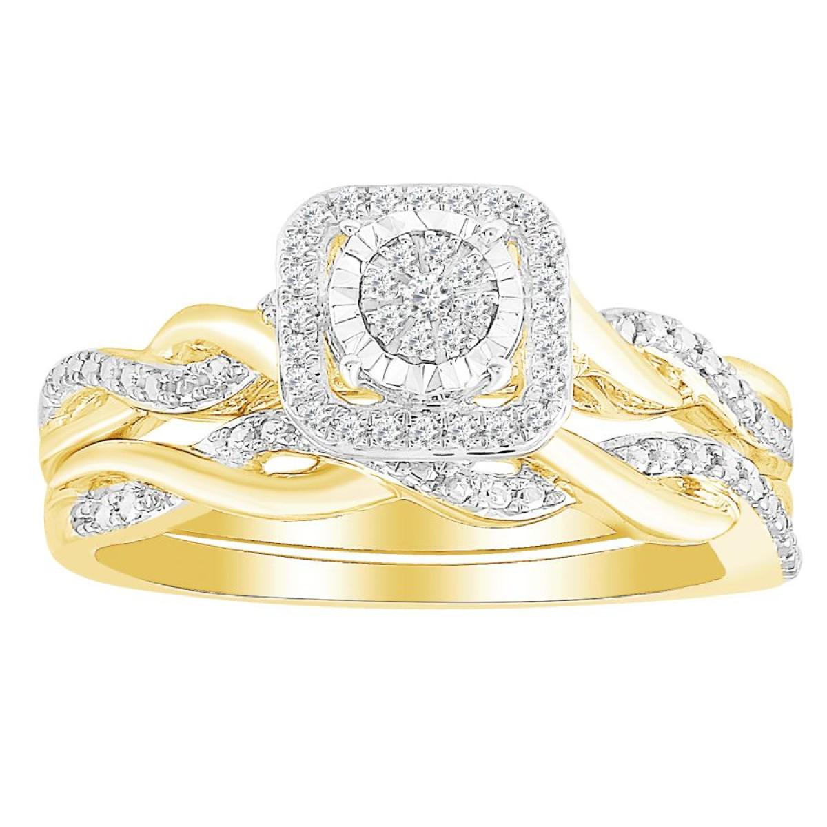 Diamond Bridal Wedding Ring Set 10k Yellow Gold