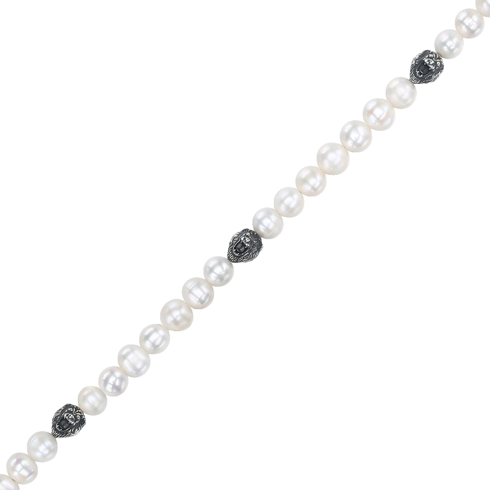 Bulova Marc Anthony Classic White Pearl Lion Silver Bracelet BVB1161-WSWPRL