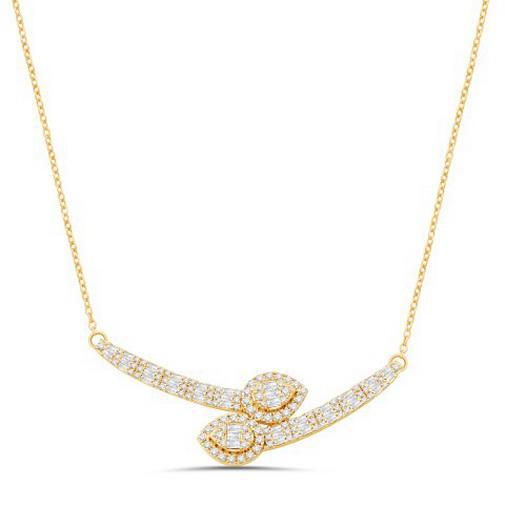 0.86Cttw Diamond Pear Bypass Necklace Pendant 10k Yellow Gold Womens Charm