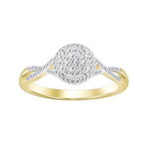0.25ctw Diamond Cluster Halo Bridal Set 10K Yellow Gold