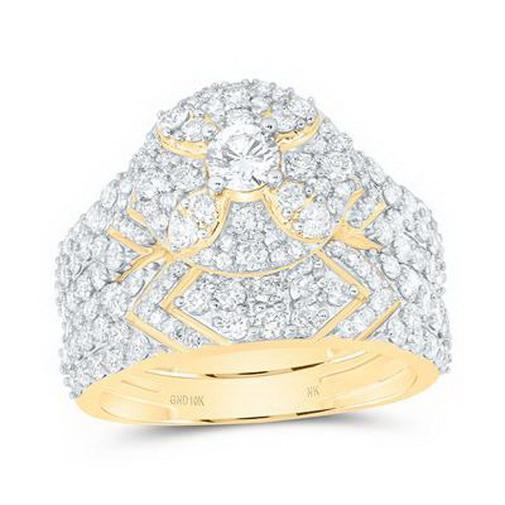 3ctw Diamond Trio Wedding His Hers Set Band Ring 10k Yellow Gold
