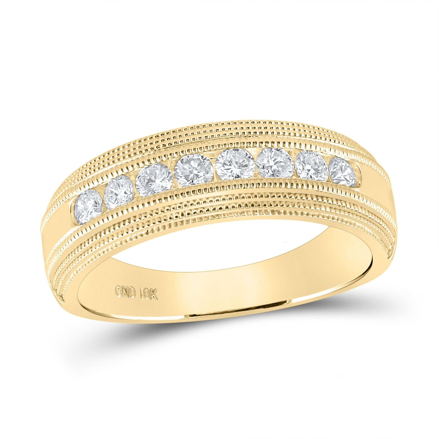 0.50ctw Diamond Wedding Anniversary Mens Band 10k Yellow Gold