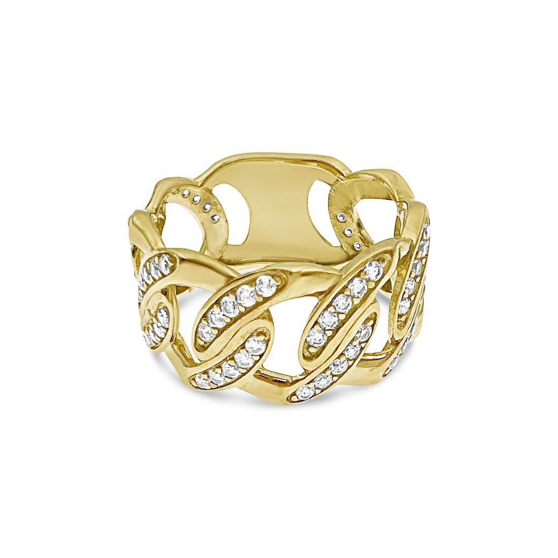 Mens Band Cuban Link Chain 10k Yellow Gold