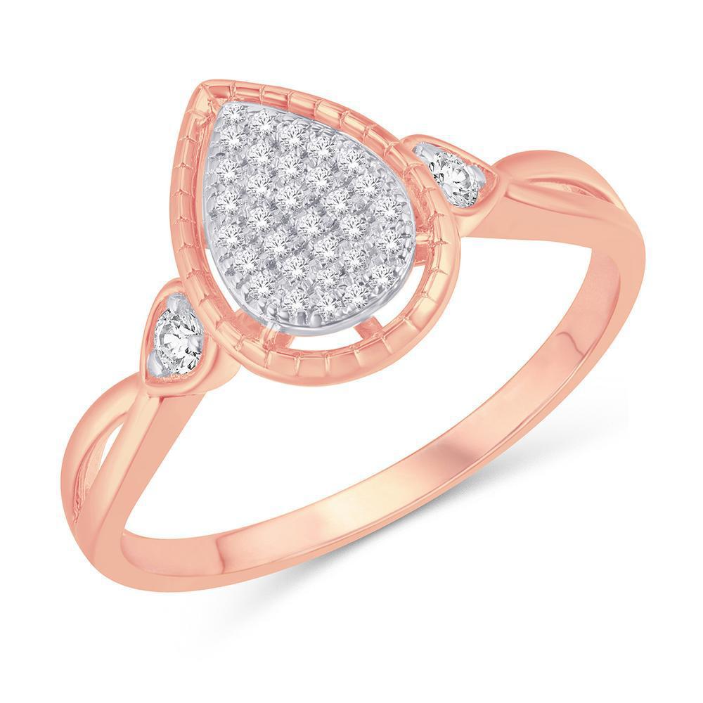 Diamond Promise Engagement Pear Cluster Ring 10k Rose Gold Band