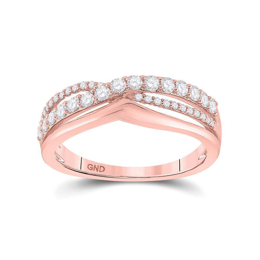 10kt Rose Gold Womens Round Diamond Band Ring 1/2 Cttw