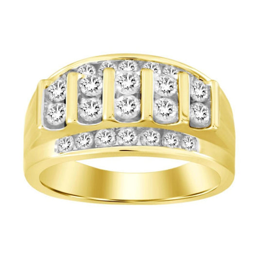 1.50cttw Diamond Round Mens Band Ring 10k Yellow Gold