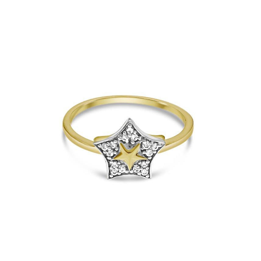 Star Ring 14K Two Tone Gold