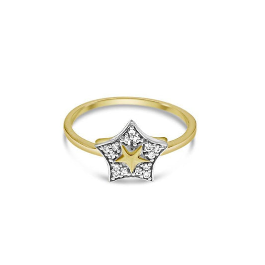 Star Ring 14K Two Tone Gold