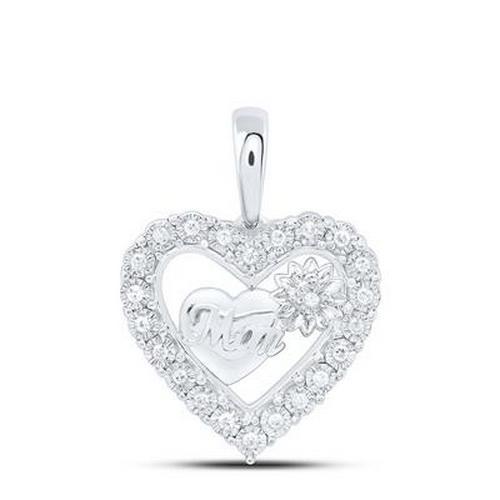 Diamond Mom Heart Pendant 925 Sterling Silver