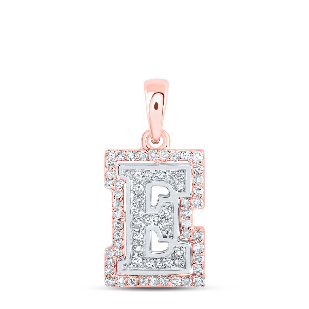 0.20 cttw Diamond E Initial Letter Pendant 10k Rose / White Gold