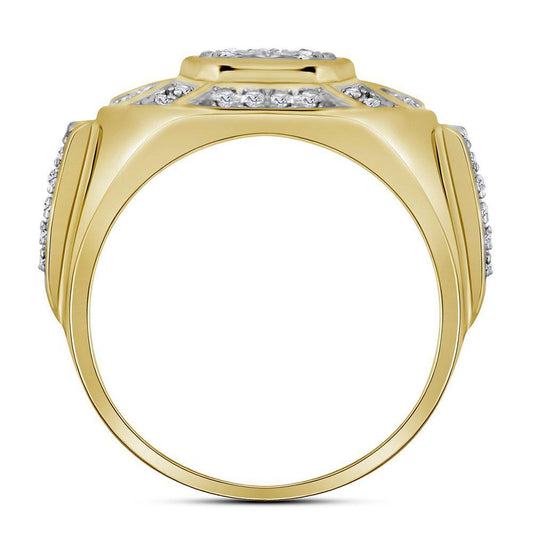 0.52ctw Diamond Mens Pinky Signet Ring 10k Yellow Gold Octagon