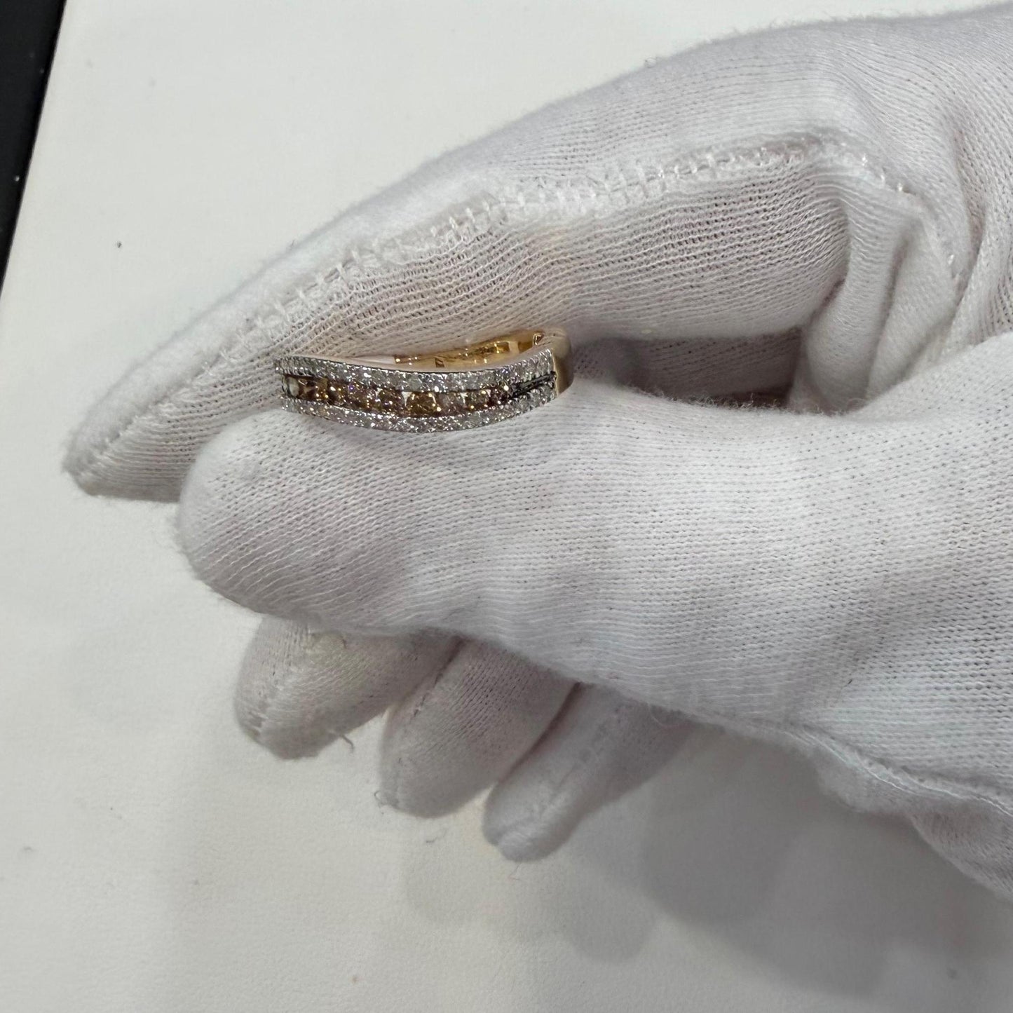 0.50ctw Brown White Diamond Curved Band 10K Yellow Gold