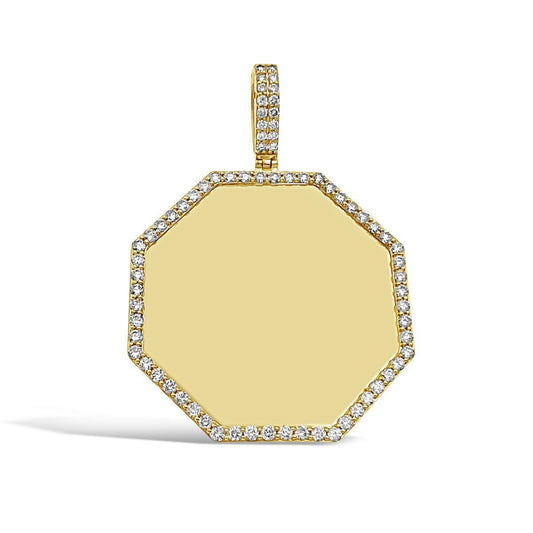 1.39cttw Diamond Memory Pendant 10k Gold Octagon Charm Picture Photo Frame 2"