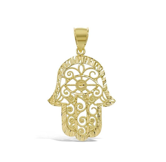 10k Yellow Gold Hamsa Pendant