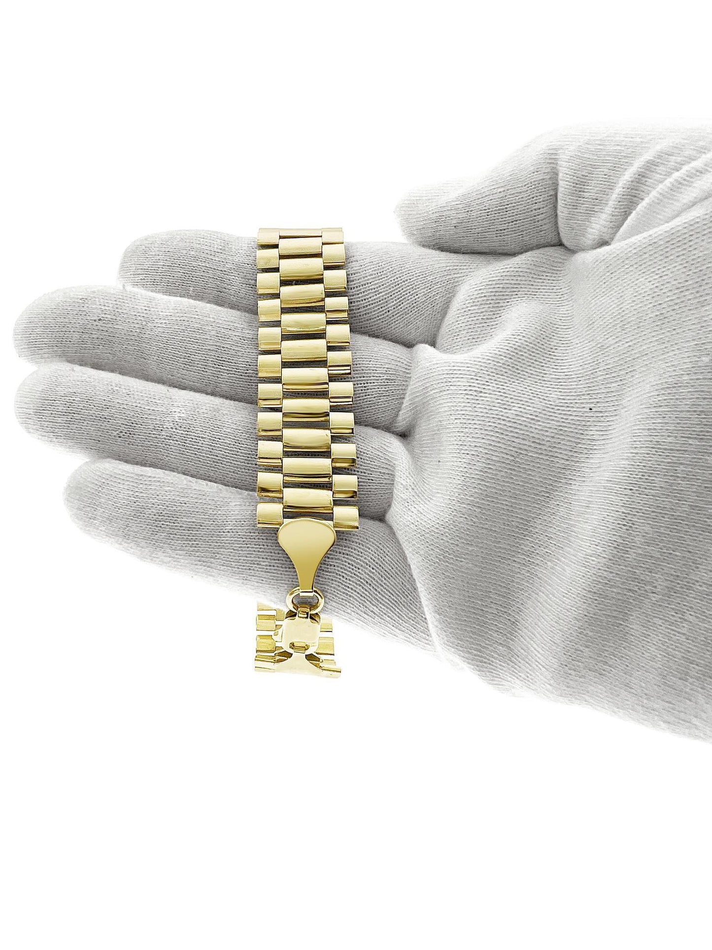 18mm Railroad Link Bracelet Reversible 10k Yellow Gold 9"