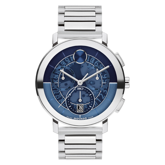 Movado Bold Evolution Quartz Chronograph Blue Dial Mens Watch 3601299