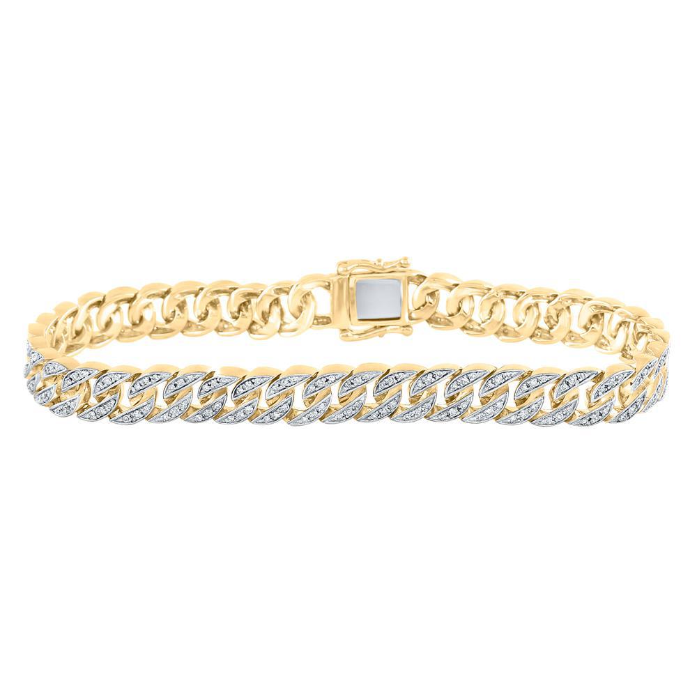 1.75 Cttw Round Diamond Cuban Link Bracelet  10k Yellow Gold