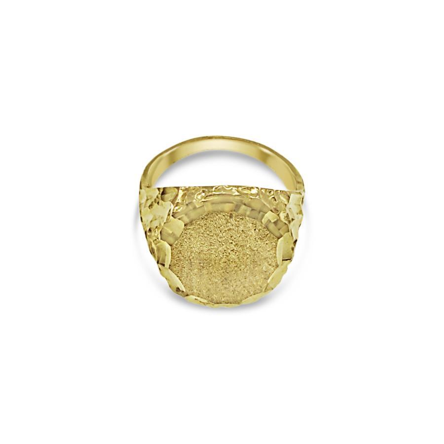 10K Yellow Gold Oval Nugget Signet Ring Mens