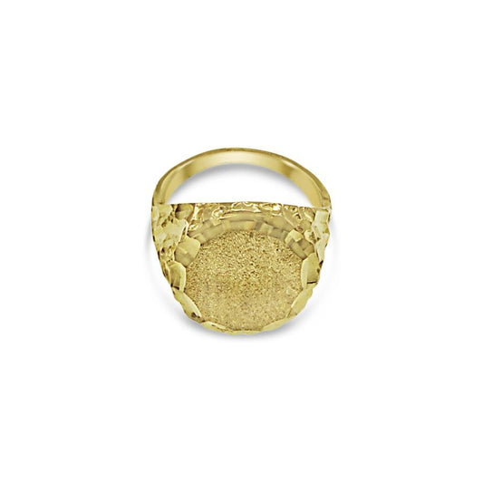 10K Yellow Gold Oval Nugget Signet Ring Mens