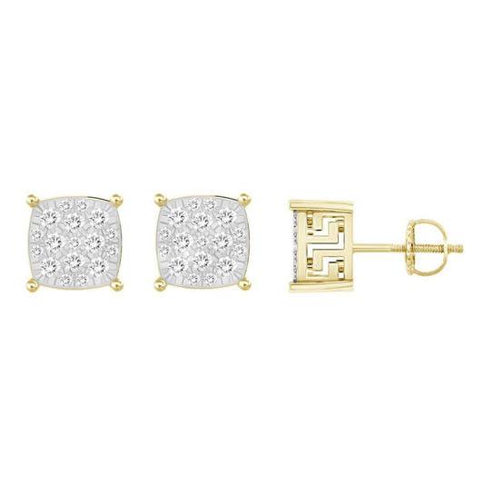 0.25ctw Diamond Square Stud Earrings 10k Yellow Gold