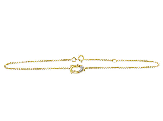 Diamond Dolphin Anklet 10K Yellow Gold