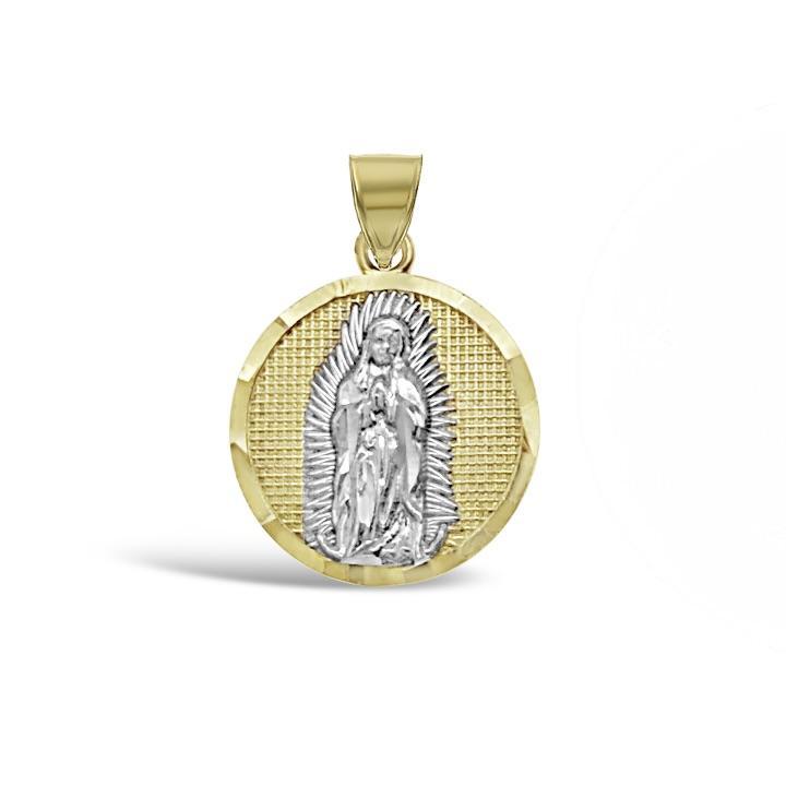 14K Two Tone Gold Virgin Mary Pendant