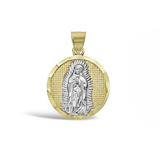 14K Two Tone Gold Virgin Mary Pendant