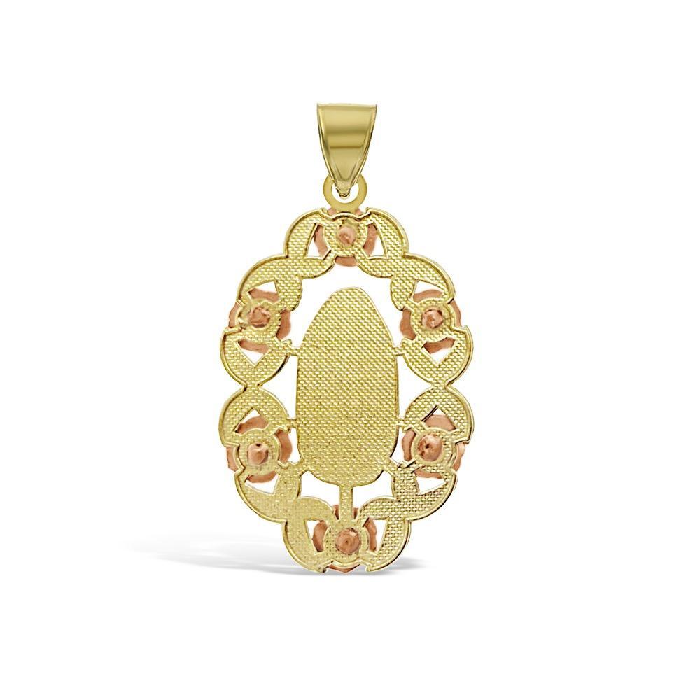 14K Tri Color Gold Our Lady of Guadalupe Pendant