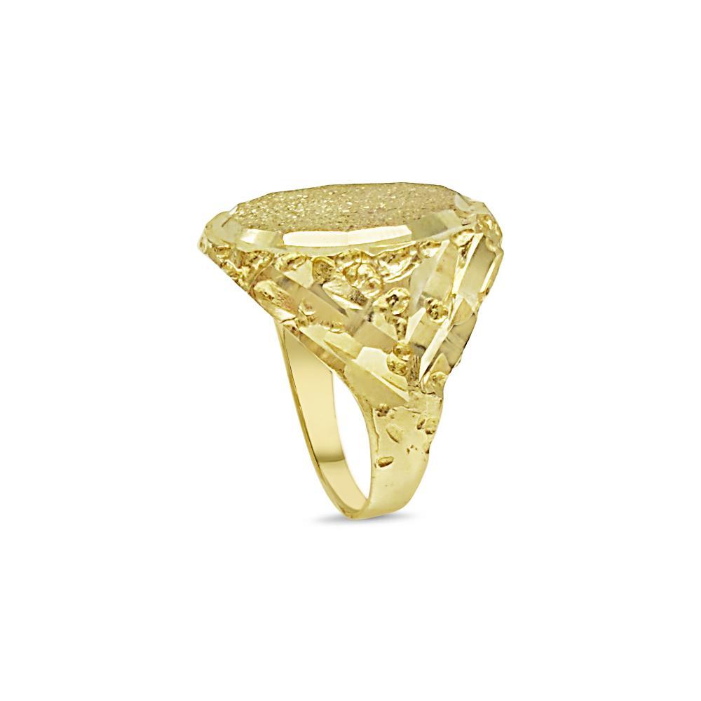 10K Yellow Gold Oval Nugget Signet Ring Mens