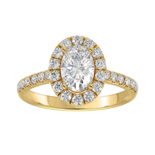 1.50ctw Lab Grown Diamond Oval Halo Engagement Ring 14K Yellow Gold