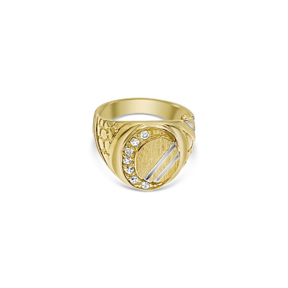 10K Yellow Gold Mens Oval Nugget Signet Pinky Ring