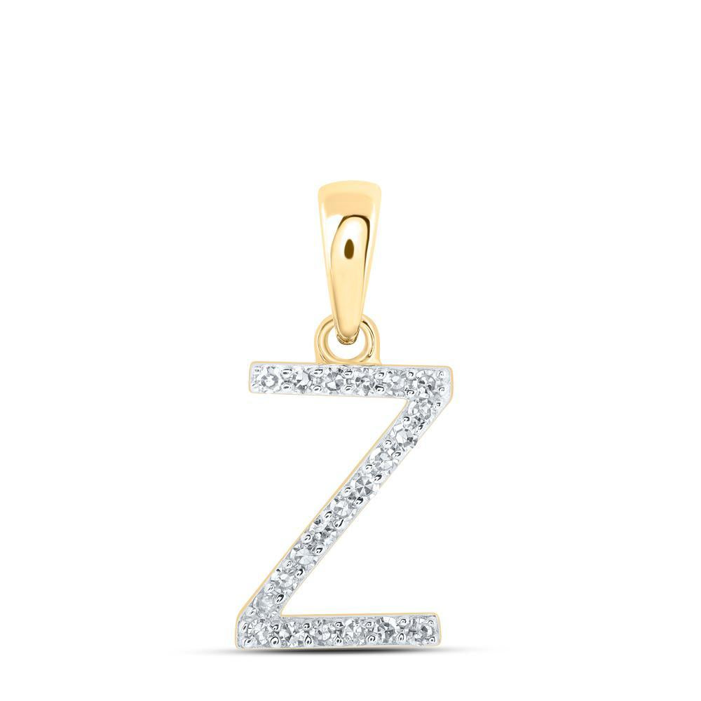 Diamond Letter Initial Z Pendant Charm 10k Yellow Gold