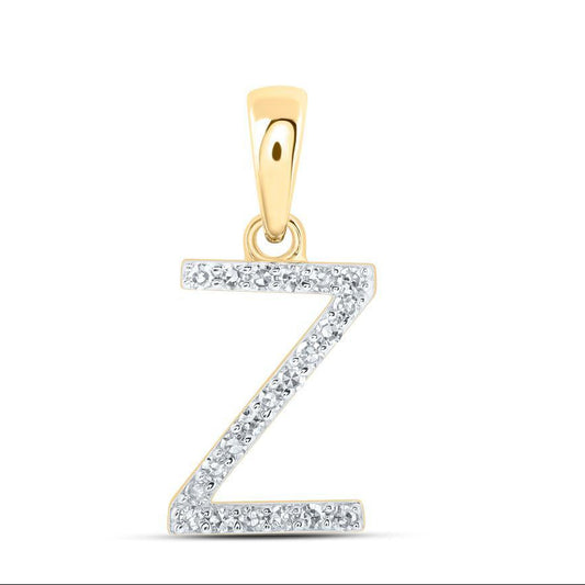 Diamond Letter Initial Z Pendant Charm 10k Yellow Gold