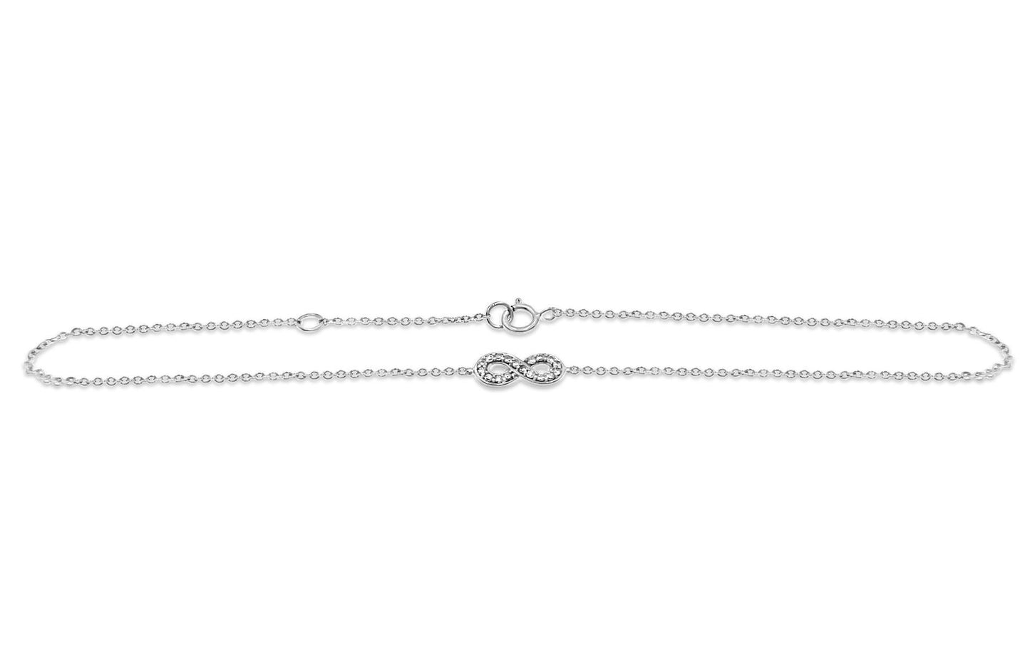 Diamond Infinity Anklet Bracelet Ankle 10k White Gold 9"