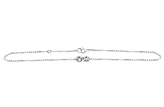 Diamond Infinity Anklet Bracelet Ankle 10k White Gold 9"
