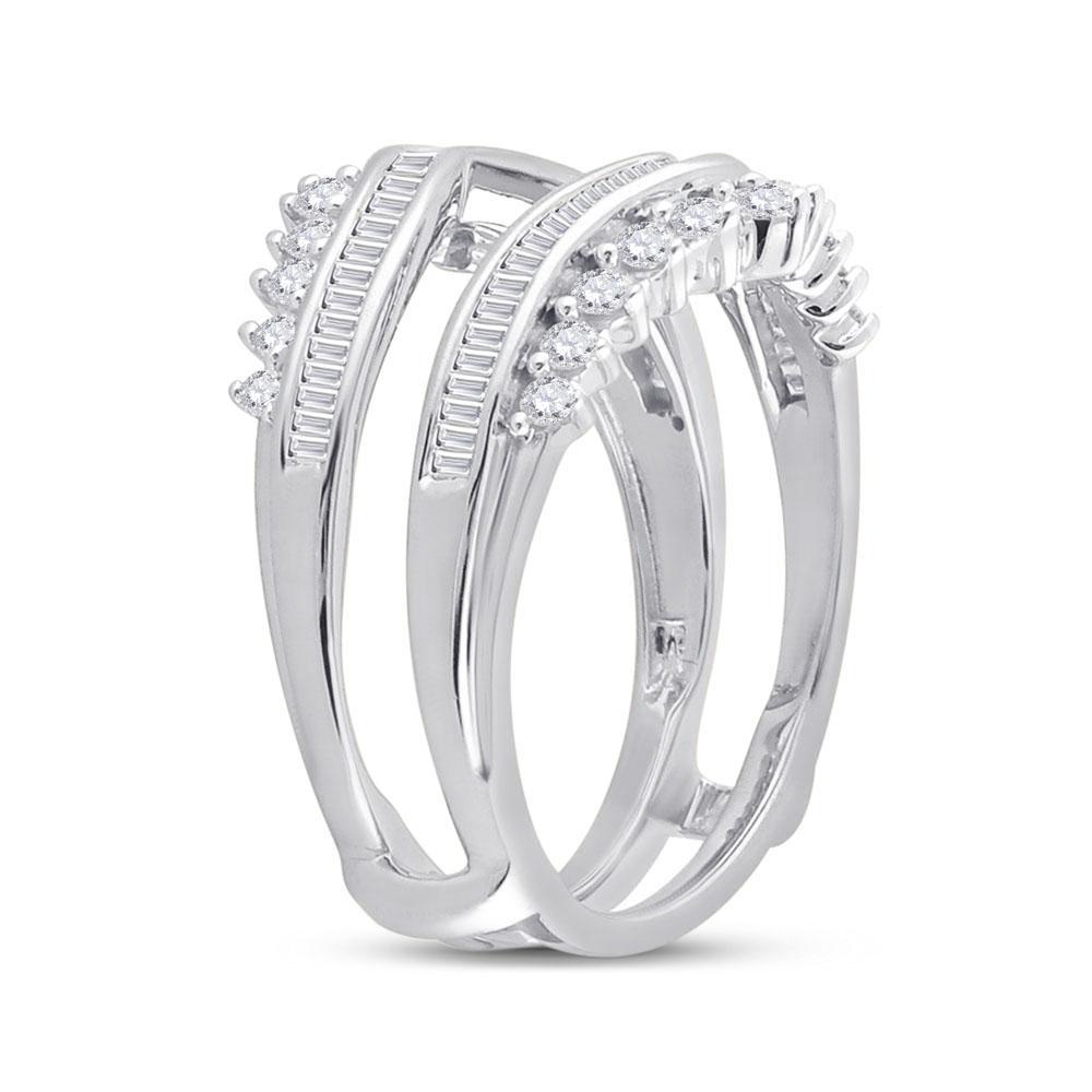 0.75Cttw Diamond Baguette Wrap Enhancer Wedding Ring 14k White Gold