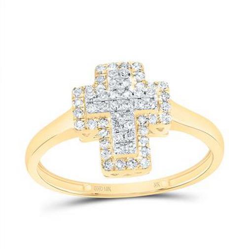 0.25ctw Diamond Cross Ring 10K Yellow Gold