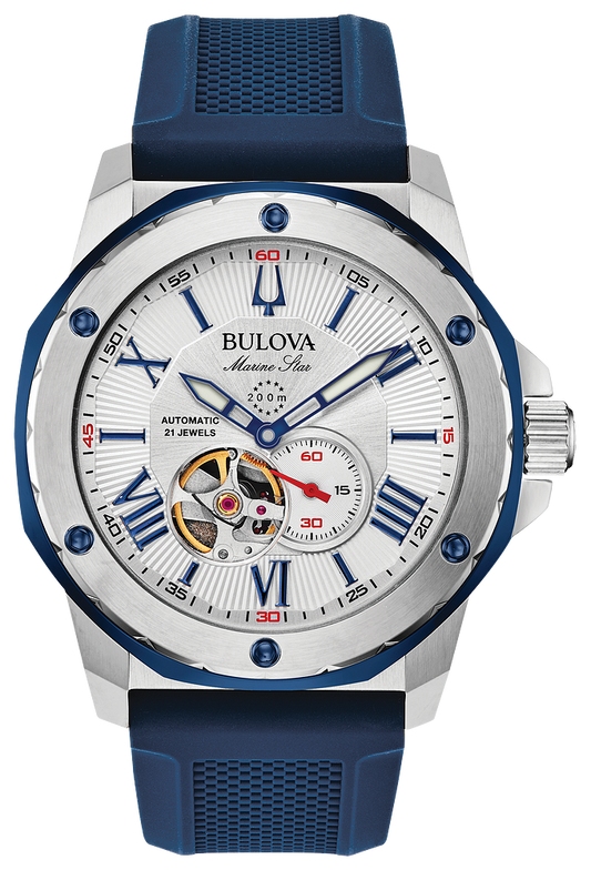 Bulova Marine Star Men's Automatic Blue Watch 98A225