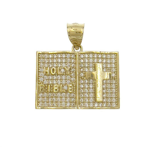 10k Gold Holy Bible Praying Book Pendant Charm 1"