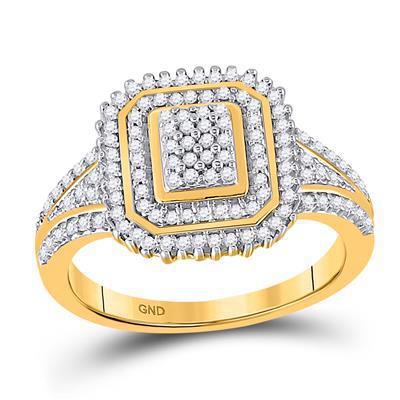 0.25cttw Diamond Engagement Octagon Shape Cluster Ring 10k Yellow Gold