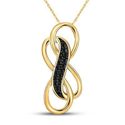 Black Diamond Infinity Pendant 10k Yellow Gold