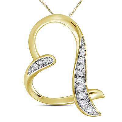 Diamond Heart Pendant 10k Yellow Gold Charm 1/20ctw