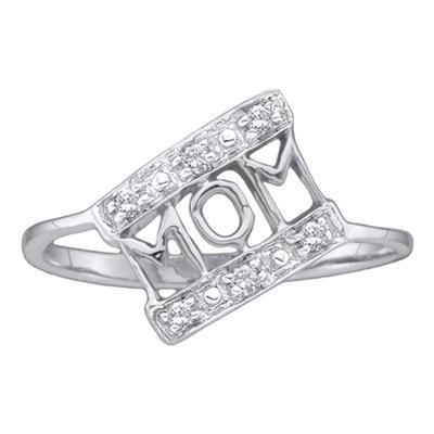 Diamond Mom Ring 10k White Gold 1/20ctw