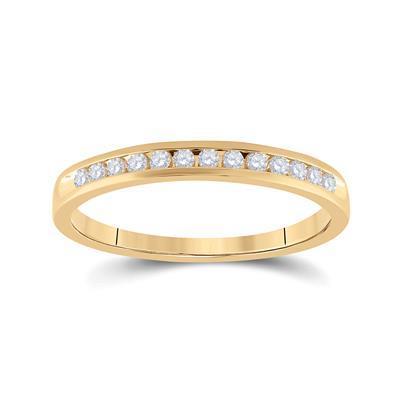 14k Yellow Gold Diamond Band 1/6ctw Wedding Single Row Ring