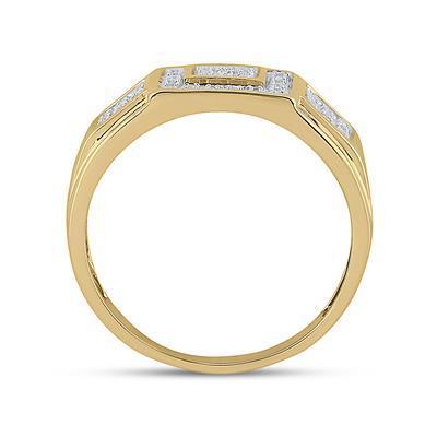 10kt Yellow Gold Mens Round Diamond Square Ring 1/4 Cttw